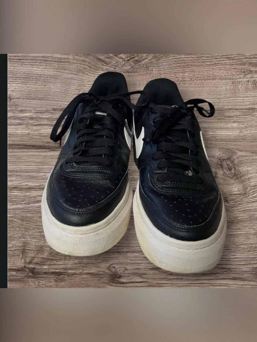 Nike Court Vision Alta Platform Casual Sneakers Black White' SZ 9